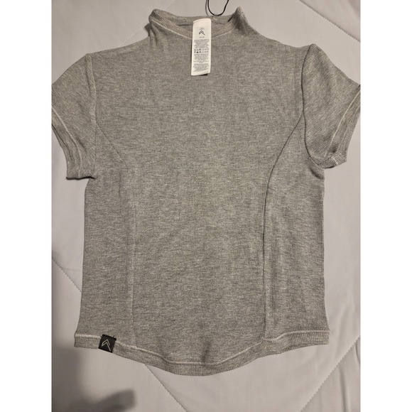 Oner Active Tops - Oner Active Women's Charcoal Mellow Rib Mid Mock Neck T-Shirt Size XS